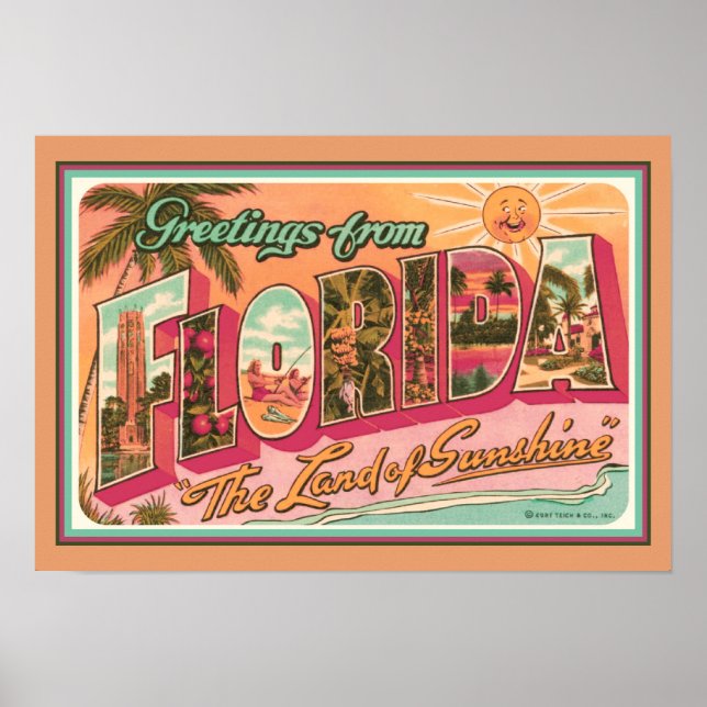 "Grüße aus Florida" Nostalgisch Poster (Vorne)
