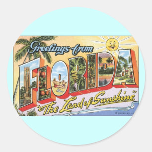 Grüße aus Florida - Vintage Travel Runder Aufkleber