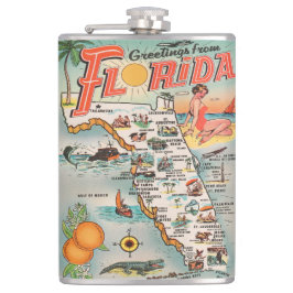 Grüße aus Florida Vintager Touristenkarte Flachmann