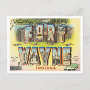 Grüße aus Fort Wayne, Indiana Vintage Reise Postkarte