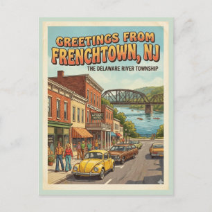 Grüße aus Frenchtown NJ Retro Postkarte