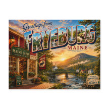 Grüße aus Fryeburg Maine Nostalgische Postkarte