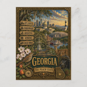 Grüße aus Georgia   Vintage Retro Kunst Postkarte