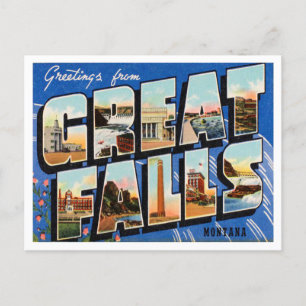 Grüße aus Great Falls, Montana Vintage Reise Postkarte