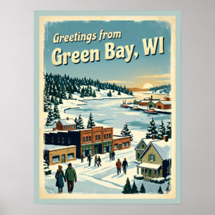 Grüße aus Green Bay WI Retro Vintage Poster