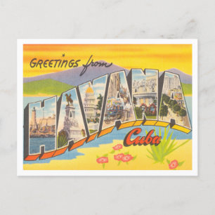 Grüße aus Havanna, Kuba Vintage Reise Postkarte