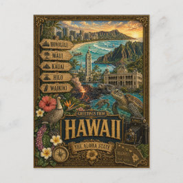 Grüße aus Hawaii | Vintage Retro Kunst Postkarte