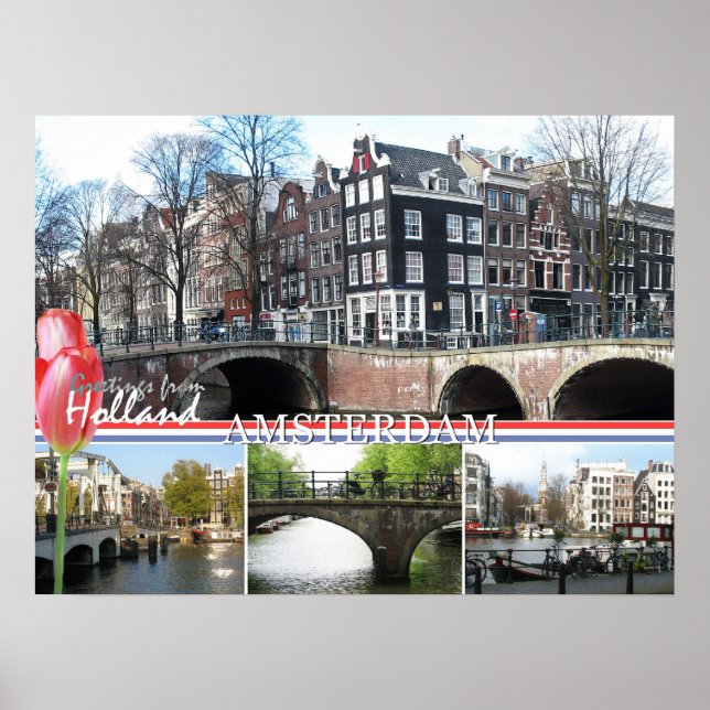 Grüße aus Holland - Amsterdam Poster Print (Vorne)