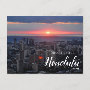 Grüße aus Honolulu Hawaii Sonnenuntergang Postkart Postkarte