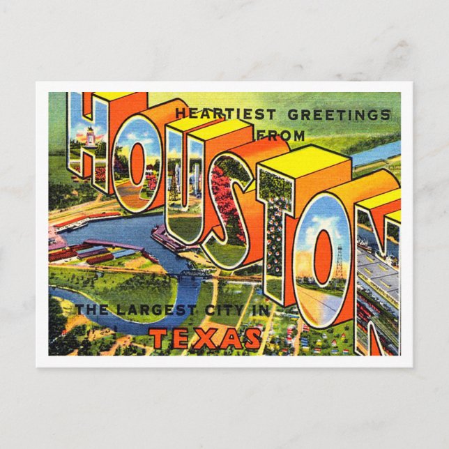 Grüße aus Houston, Texas Vintage Travel Postkarte (Vorderseite)