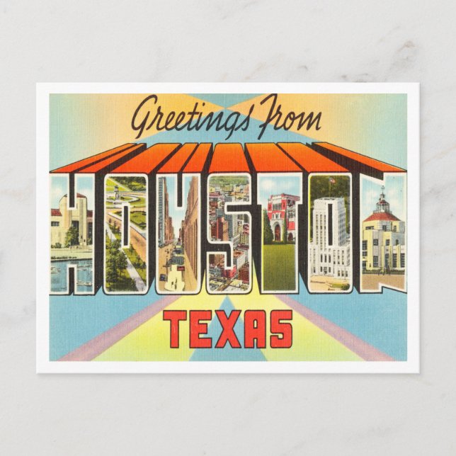 Grüße aus Houston, Texas Vintage Travel Postkarte (Vorderseite)