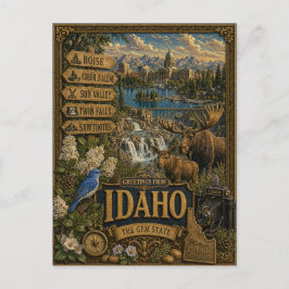 Grüße aus Idaho | Vintage Retro Kunst Postkarte