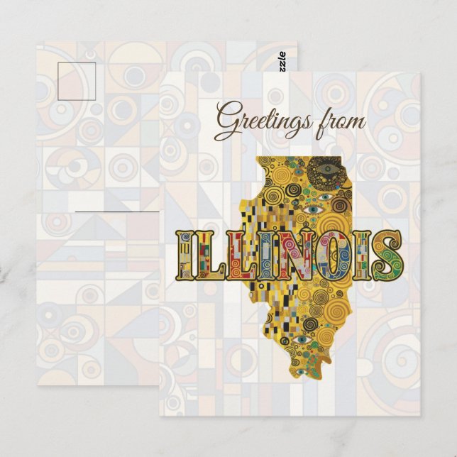 Grüße aus Illinois Postkarte (Vorne/Hinten)