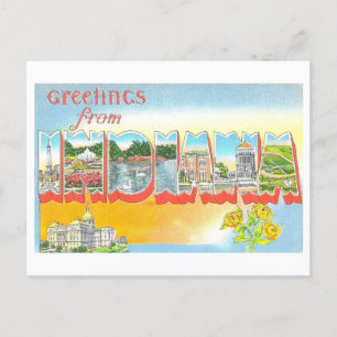 Grüße aus Indiana Vintag Postkarte