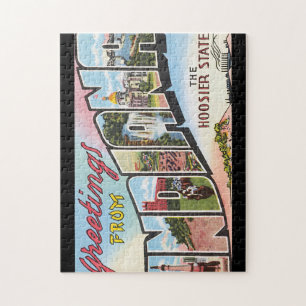 Grüße aus Indiana_Vintage Travel Poster Puzzle