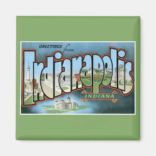 Grüße aus Indianapolis Indiana! Vintage Magnet