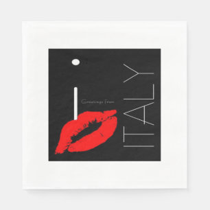 Grüße aus Italien Italienischer Roter Lipstick K Serviette