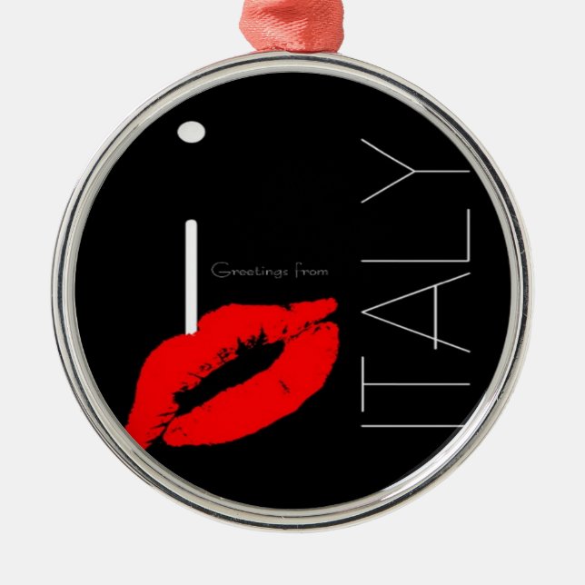 Grüße aus Italien Red Lipstick Liebe Kiss Silbernes Ornament (Vorne)