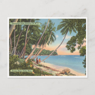 Grüße aus Jamaika Vintage-Strandszene Postkarte