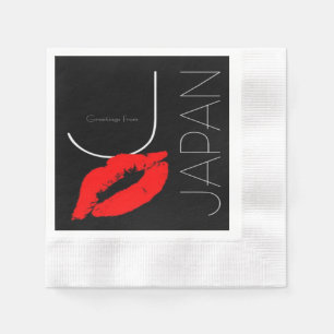 Grüße aus Japan Red Lipstick Kiss Serviette