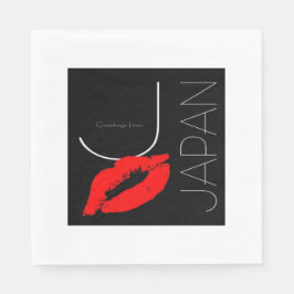 Grüße aus Japan Red Lipstick Kiss Serviette