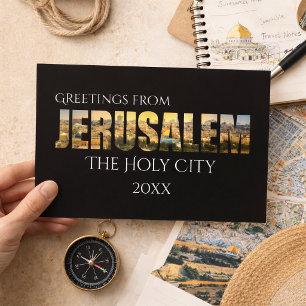 Grüße aus Jerusalem Heilige Stadt Vintage Reise Postkarte