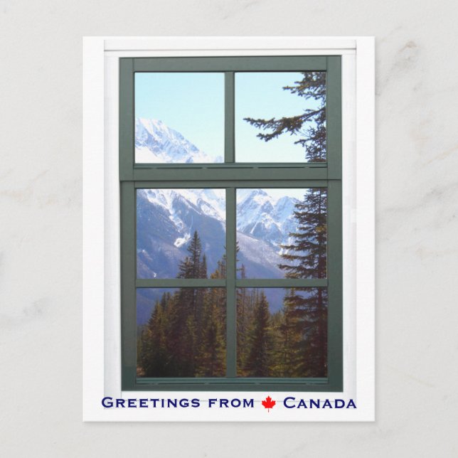 Grüße aus Kanada Rocky Mountains Fenster Ansicht Postkarte (Vorderseite)