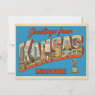 Grüße aus Kansas City, Missouri Vintag Postkarte