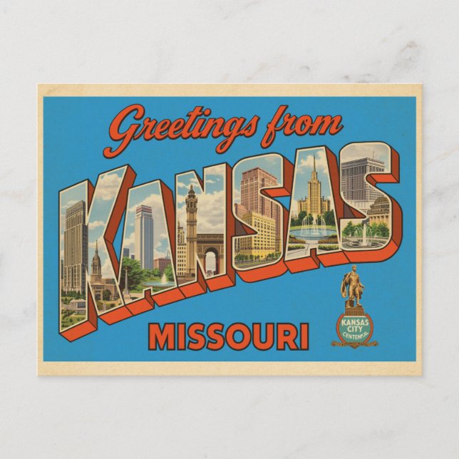 Grüße aus Kansas City, Missouri Vintag Postkarte (Vorderseite)