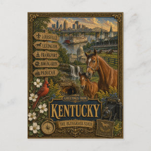 Grüße aus Kentucky Vintage Retro Kunst Postkarte