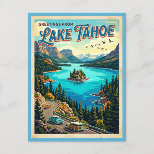 Grüße aus Lake Tahoe Mid Century Modern Retro Postkarte