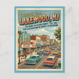 Grüße aus Lakewood NJ im Vintage-Stil Postkarte