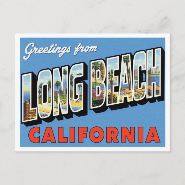 Grüße aus Long Beach CA Postkarte (Vorderseite)