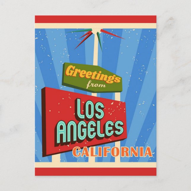 Grüße aus Los Angeles California Retro Postkarte (Vorderseite)