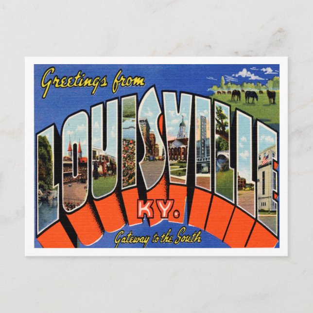 Grüße aus Louisville, Kentucky Vintage Travel Postkarte (Vorderseite)