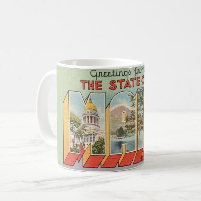 Grüße aus Maine Kaffeetasse (Vorderseite Links)