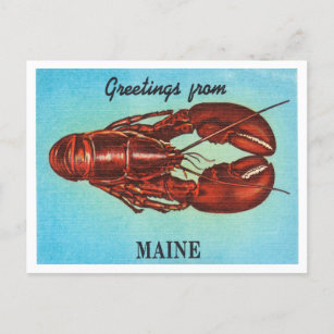 Grüße aus Maine, Lobster Vintage Travel Postkarte