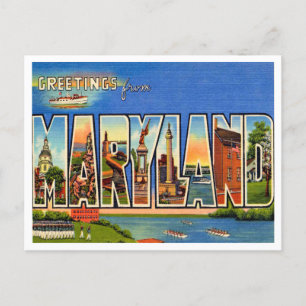 Grüße aus Maryland Vintage Reise Postkarte