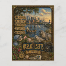 Grüße aus Massachusetts | Vintage Retro Kunst