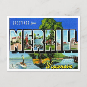Grüße aus Merrill, Wisconsin Vintage Travel Postkarte