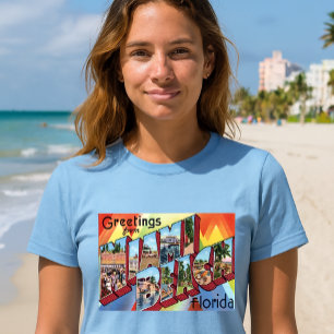 Grüße aus Miami Beach Vintage Großbuchstabe T-Shirt