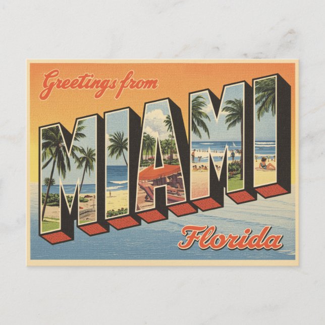 Grüße aus Miami Florida Vintag Postkarte (Vorderseite)