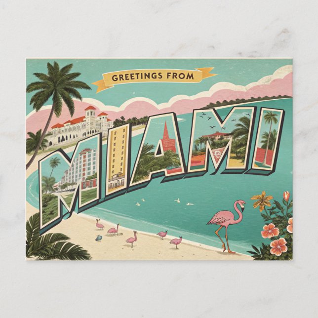 Grüße aus Miami Postkarte (Vorderseite)