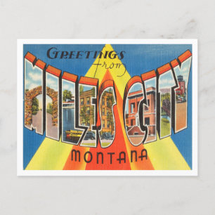 Grüße aus Miles City, Montana Vintage Reise Postkarte