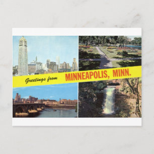 Grüße aus Minneapolis der 50er Jahre Postkarte