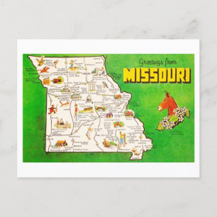 Grüße aus Missouri Vintag Map Postkarte