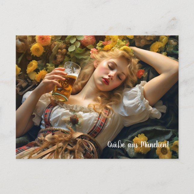 Grüße aus München! Bierzeltstimmung Postkarte (Vorderseite)
