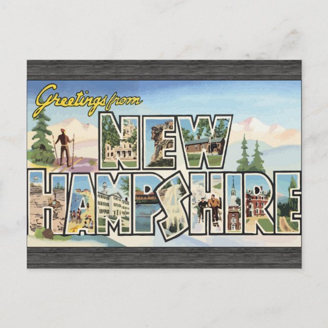 Grüße aus New Hampshire, Vintag Postkarte (Vorderseite)