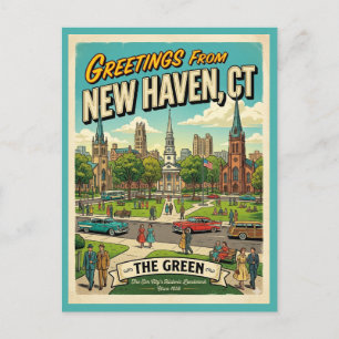 Grüße aus New Haven CT im Vintage-Stil Postkarte