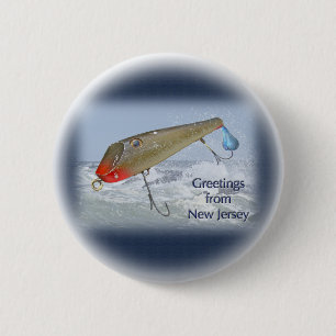 Grüße aus New Jersey Angelköder Button